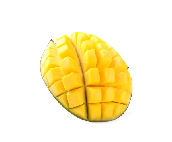 Frische Saftige Mango Halb Isoliert Auf Weiß — Stockfoto