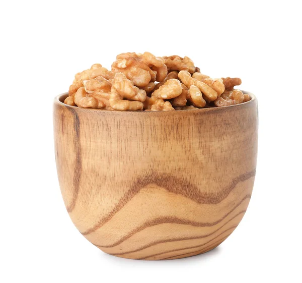 Bowl Tasty Walnuts White Background — Stock Photo, Image