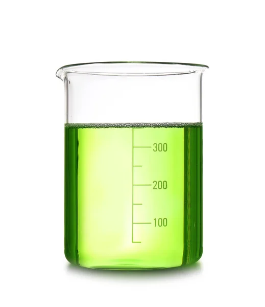Ποτήρι Χρώμα Δείγμα Απομονωμένα Λευκό Σκεύη Εργαστηρίου Χημείας — Φωτογραφία Αρχείου