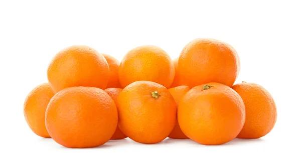 Haufen Frischer Reifer Mandarinen Auf Weißem Hintergrund — Stockfoto