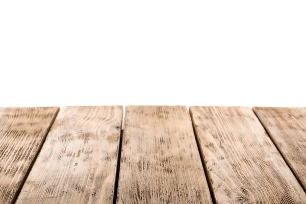 Beyaz arka plan boş ahşap masa yüzeyine