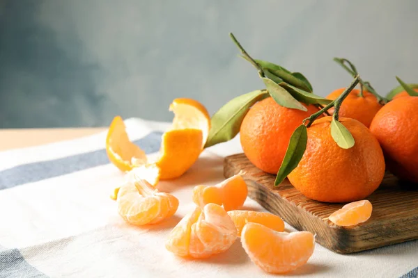 Ripe Tangerines Table Space Text — Stock Photo, Image