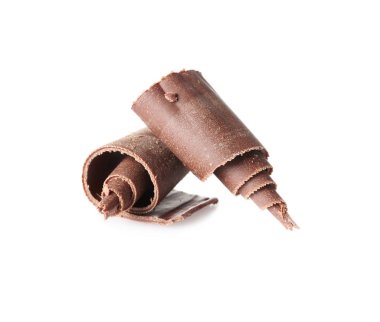 Beyaz izole dekor için çikolata bukleler