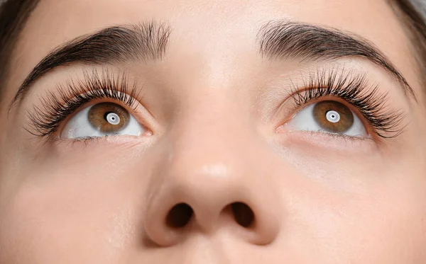 Young Woman Beautiful Eyelashes Closeup View — Stock Photo, Image