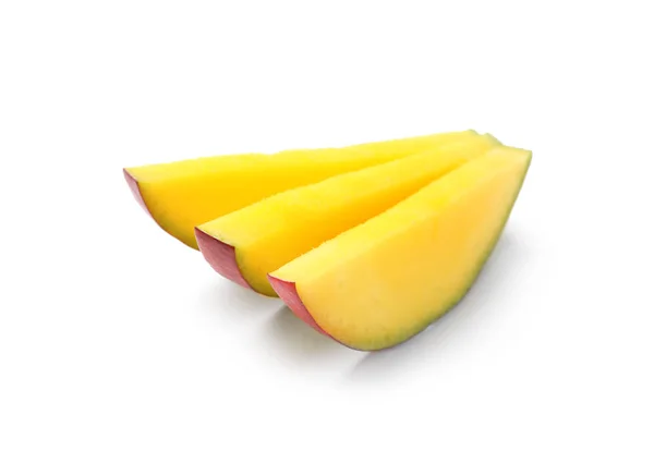 Fresh Juicy Mango Slices Isolated White — Stock Photo, Image
