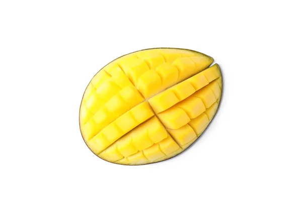 Frische Saftige Mango Halb Isoliert Auf Weiß Draufsicht — Stockfoto