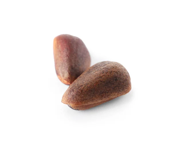 Kacang Pinus Pada Latar Belakang Putih Camilan Sehat — Stok Foto