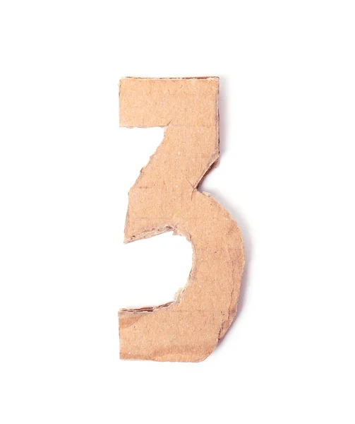 Number Made Brown Cardboard White Background — Stock Photo, Image