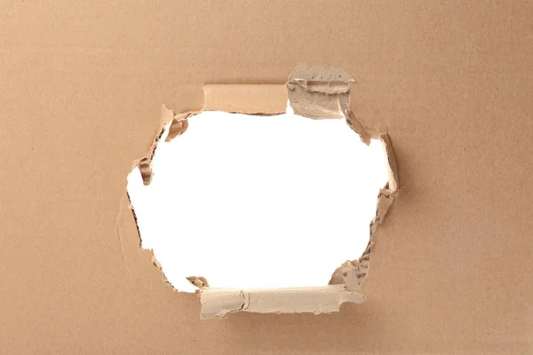 Loch Karton Auf Weißem Hintergrund Recyclingmaterial — Stockfoto