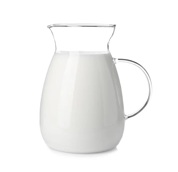 Karaf Met Verse Melk Witte Achtergrond — Stockfoto