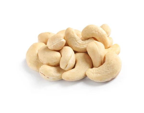 Leckere Bio Cashewnüsse Isoliert Auf Weiß — Stockfoto