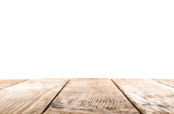 Superficie Mesa Madera Vacía Sobre Fondo Blanco — Foto de Stock