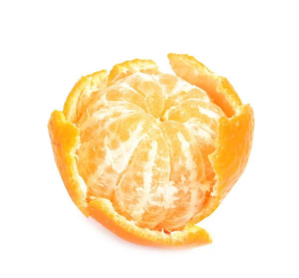 Skalade Mogna Tangerine Vit Bakgrund Citrusfrukter — Stockfoto