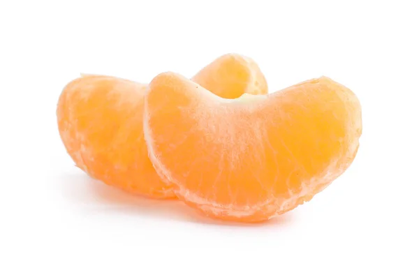 Pieces Ripe Tangerine White Background — Stock Photo, Image