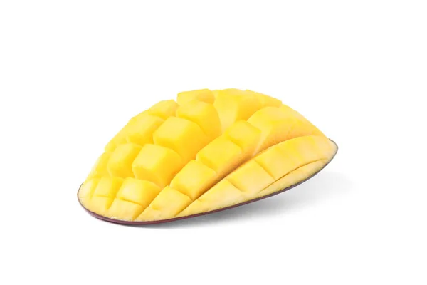 Frische Saftige Mango Halb Isoliert Auf Weiß — Stockfoto