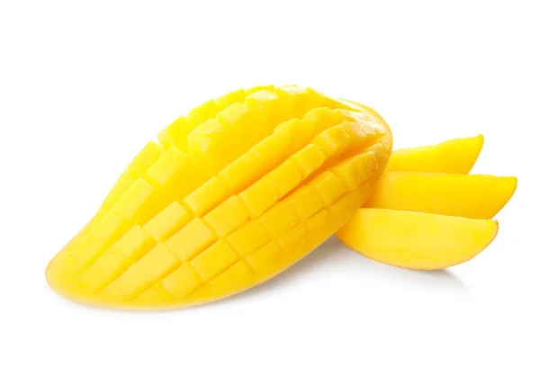 Frische Saftige Mango Isoliert Auf Weiß Tropische Früchte — Stockfoto