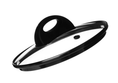 Temiz cam pan kapak üzerinde beyaz izole