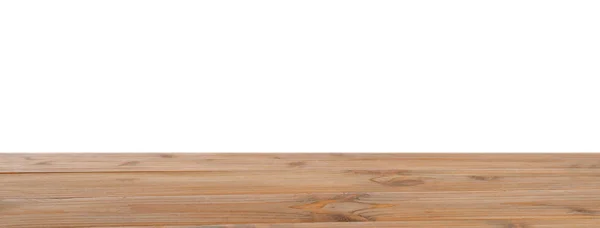 Mesa Madera Vacía Sobre Fondo Blanco Burla Para Diseño — Foto de Stock