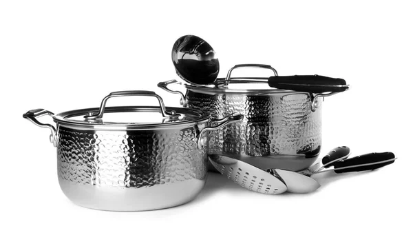 Набір Чистого Посуду Посуду Ізольовані Білому — стокове фото