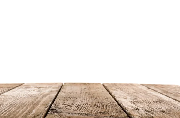 Superficie Mesa Madera Vacía Sobre Fondo Blanco — Foto de Stock