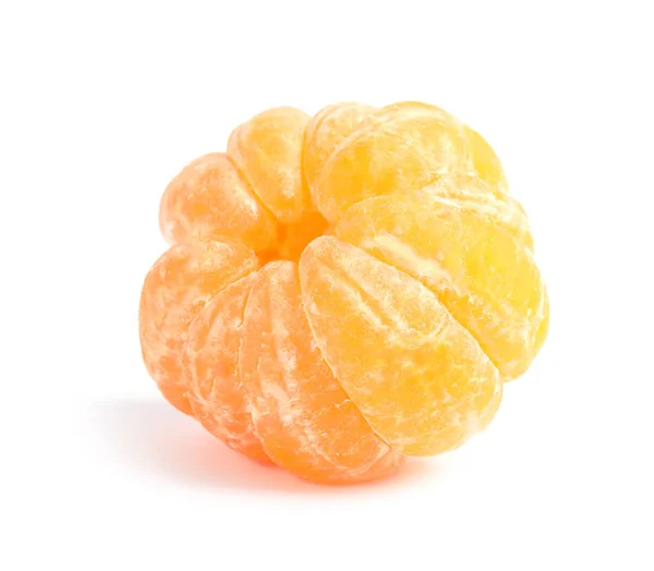 Peeled Ripe Tangerine White Background Citrus Fruit — Stock Photo, Image
