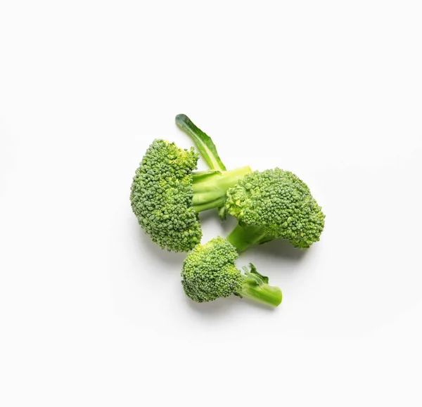 Verse Broccoli Witte Achtergrond Bovenaanzicht Natuurvoeding Die Hoog Proteine — Stockfoto