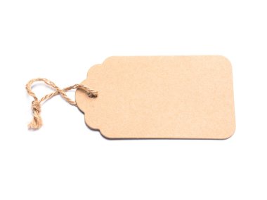 Beyaz arka plan üzerinde metin alanı olan hediye kutusu için karton etiket