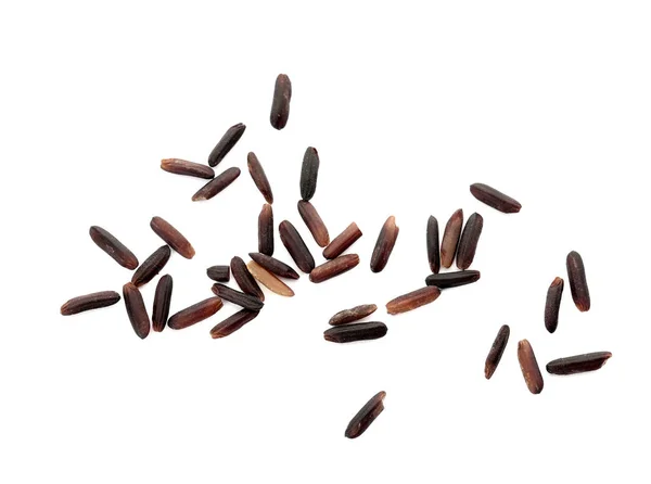 Uncooked Black Rice White Background Top View — Stock Photo, Image