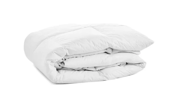 Складное Мягкое Одеяло Белом Фоне Текстиль Интерьера Спальни — стоковое фото