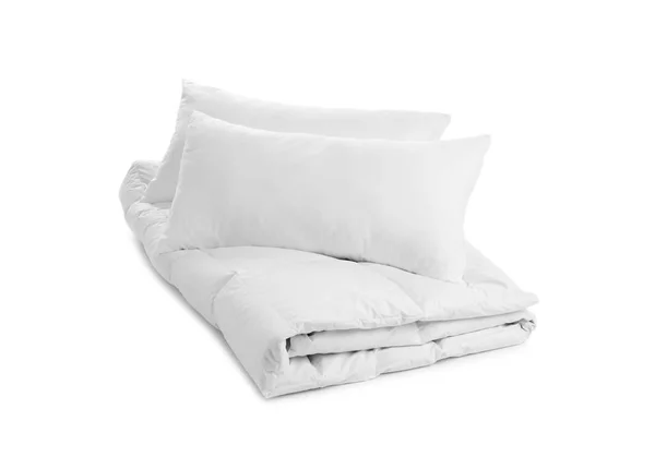 Soft Blanket Pillows White Background — Stock Photo, Image