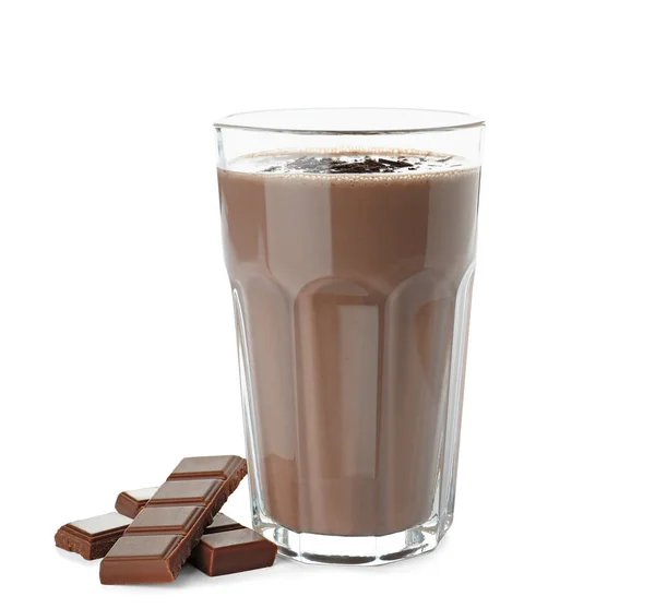 Csokoládé Shake Összetevő Elszigetelt Fehér Üveg — Stock Fotó