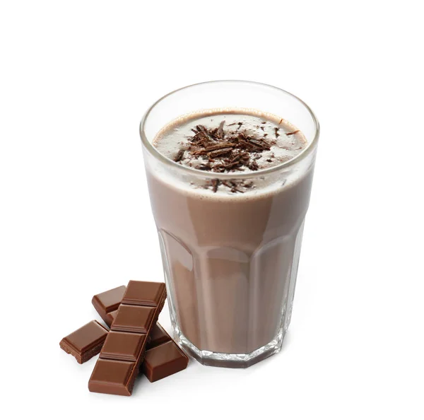 초콜릿 단백질 쉐이크와 재료의 — 스톡 사진