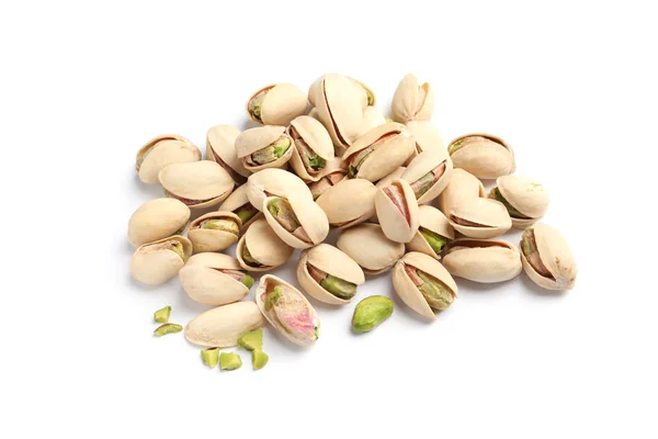 Heap Organic Pistachio Nuts Isolated White — Stock Photo, Image