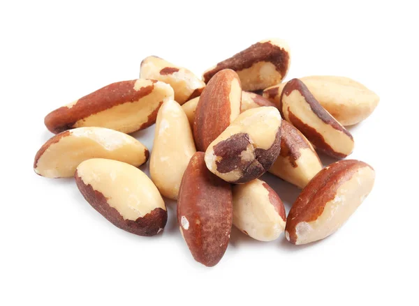 Delicious Brazil Nuts White Background Healthy Snack — Stock Photo, Image