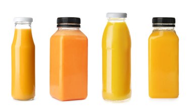 Taze mango suyu ile beyaz arka plan üzerinde ayarlayın. Sağlıklı içecek