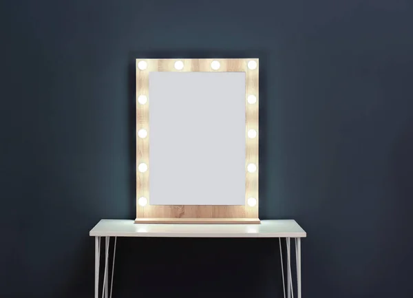 Table Mirror Color Wall Dressing Room Interior — Stock Photo, Image