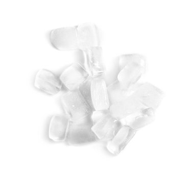 Buz beyaz arka planda, üstten görünüm