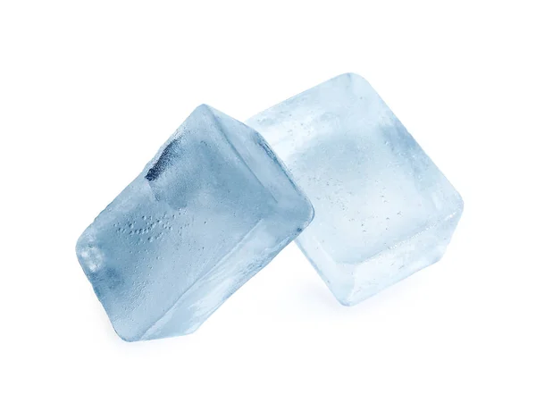 Cubos Gelo Sobre Fundo Branco Líquido Congelado — Fotografia de Stock