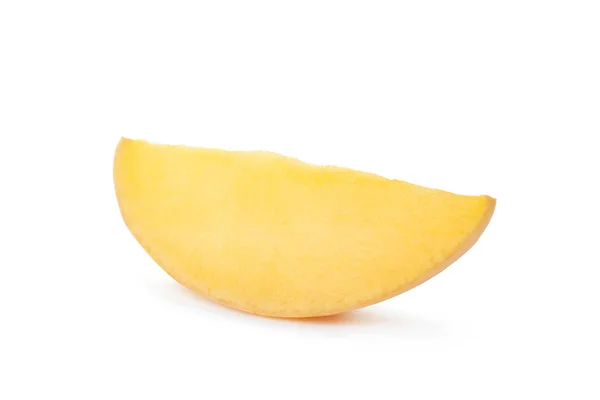 Verse Sappige Mango Segment Geïsoleerd Wit — Stockfoto