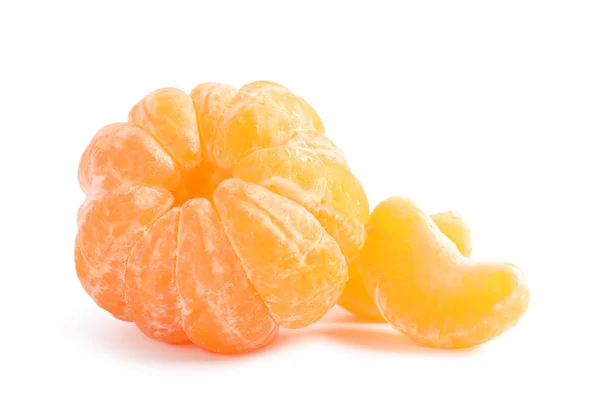 Peeled Ripe Tangerine White Background Citrus Fruit — Stock Photo, Image