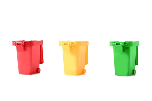 Trash bins isolated on white. Waste recycling concept