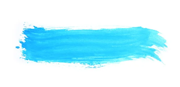 青い絵の具の白で隔離の抽象的なブラシ ストローク — ストック写真