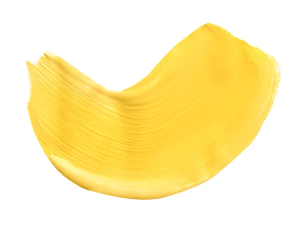 Pincelada Abstracta Pintura Amarilla Aislada Blanco — Foto de Stock
