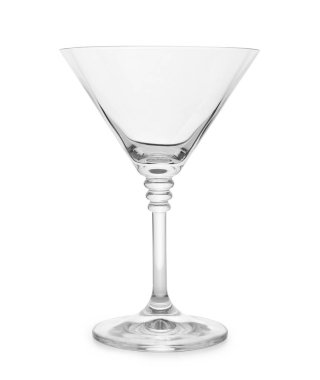 Boş kristal martini cam beyaz arka plan üzerinde