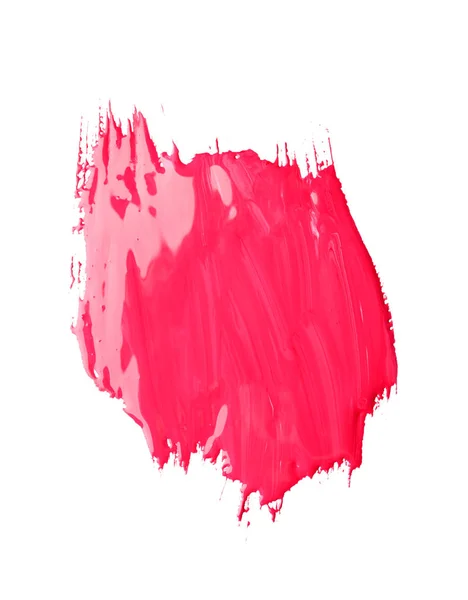 Coup Pinceau Abstrait Peinture Rose Isolé Sur Blanc — Photo