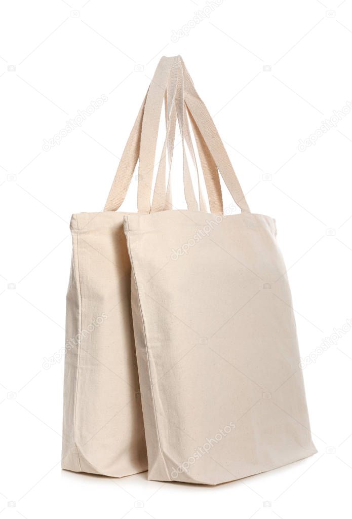 Eco bags on white background. Mock up for design