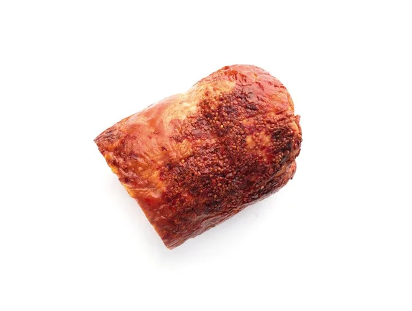 Presunto Cortado Fundo Branco Vista Superior Produto Base Carne — Fotografia de Stock