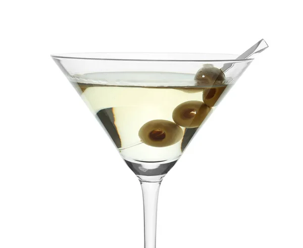 Verre Martini Olive Sur Fond Blanc — Photo