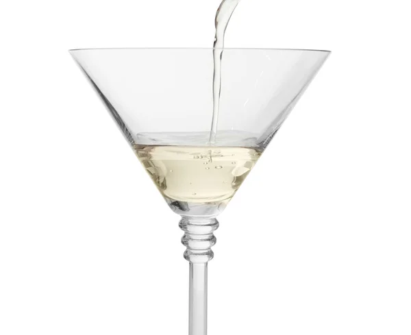 Versare Martini Bottiglia Vetro Fondo Bianco — Foto Stock