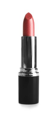 Beyaz arka planda parlak ruj. Profesyonel makyaj ürünü.